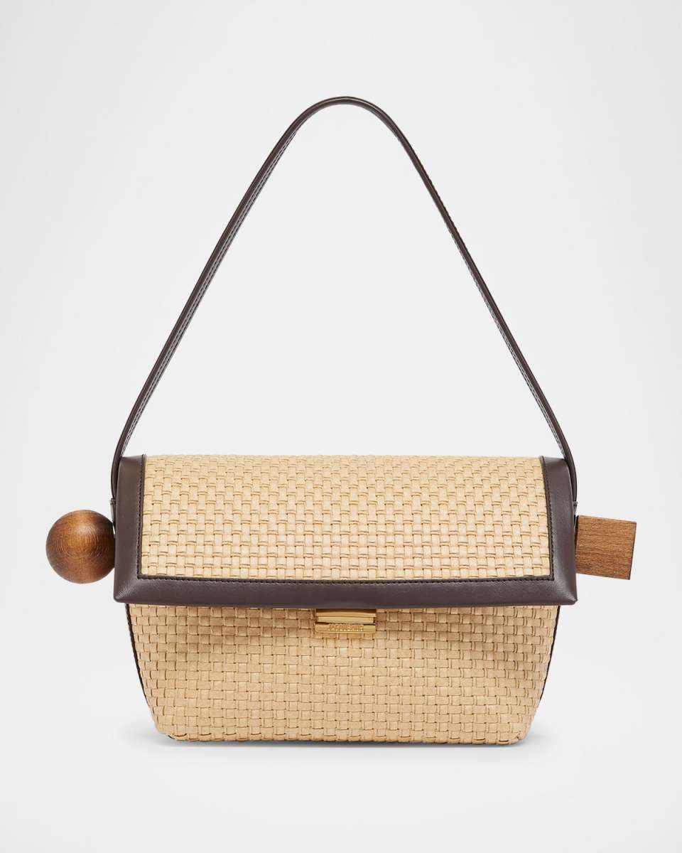Le Rond Geometric Raffia Shoulder Bag